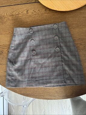 Mango Gray Plaid Mini Skirt